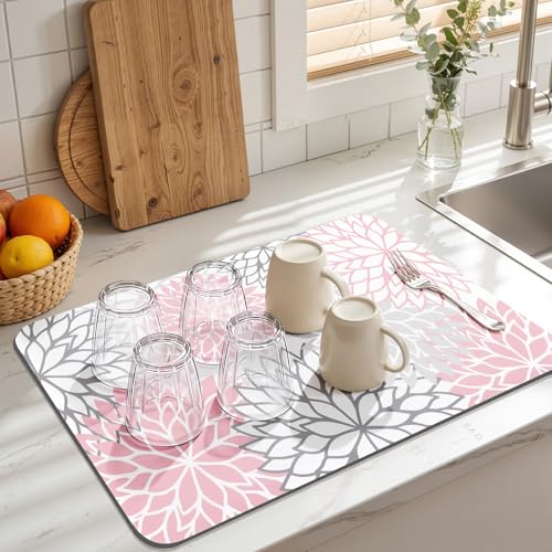 Dish Drying Mat (Pink / 12" x 20")