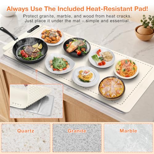 Extra Large Warming Mat for Food (XX Large Size: 36"x16" / Beige)