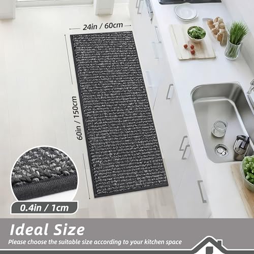 Kitchen Runner Rugs 24"x60" (Charcoal / 24" X 60" (Rectangular))