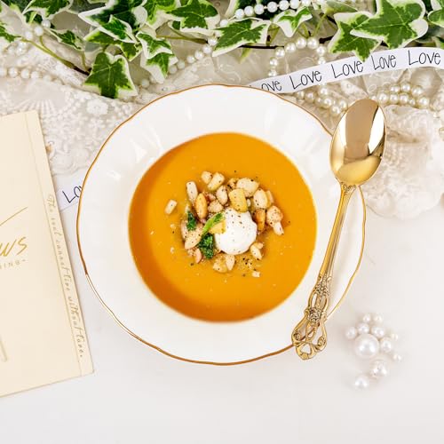 150PCS Gold Plastic Spoons 8.1inch Vintage Soup Spoons for Wedding (150-Gold / Spoons)