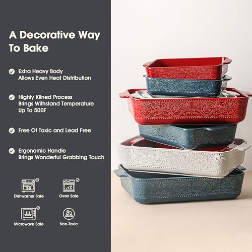 Ceramic Baking Dish Set of 3 (Bright White)