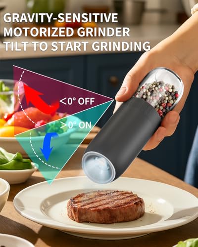 Gravity Electric Salt and Pepper Grinder Set (Battery / Black Plus)