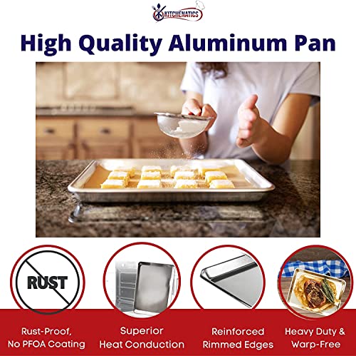 Half Sheet Baking Pan Aluminum Nonstick Oven Safe Set of 2 (2 Count)