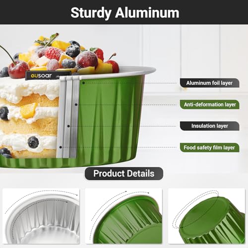 Aluminum Muffin Cups with Lid (Dark Green / 30pcs)