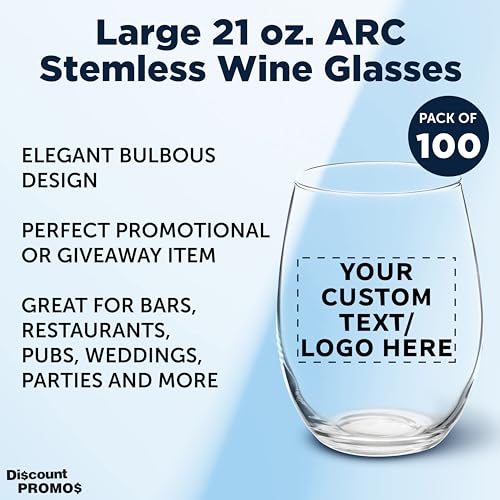 100 ARC Stemless Wine Glasses Set (100 Count)