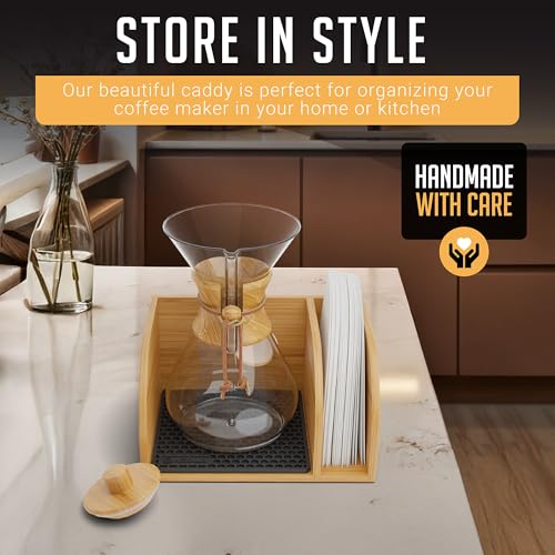 Pour Over Caddy with Lid for Chemex Bodum Cosori Coffee Makers Black (Black-1)