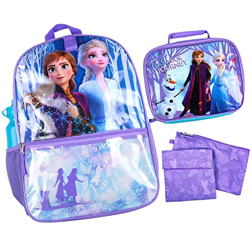 Disney Frozen Anna Elsa Olaf Trust Your Journey 5 PC Backpack Set Tote Bag 16"