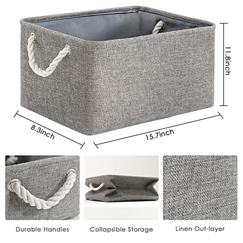 Large Storage Bins (Grey / Large - 15.7Lx11.8Wx8.3H)