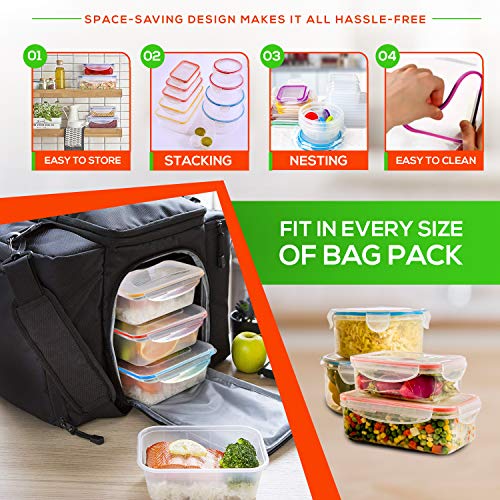 Food Storage Containers with Lids (14 PACK - RED)