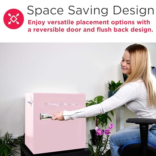 EFR176 1.6 cu. ft. Retro Bar Fridge with Side Bottle Opener (Pink)