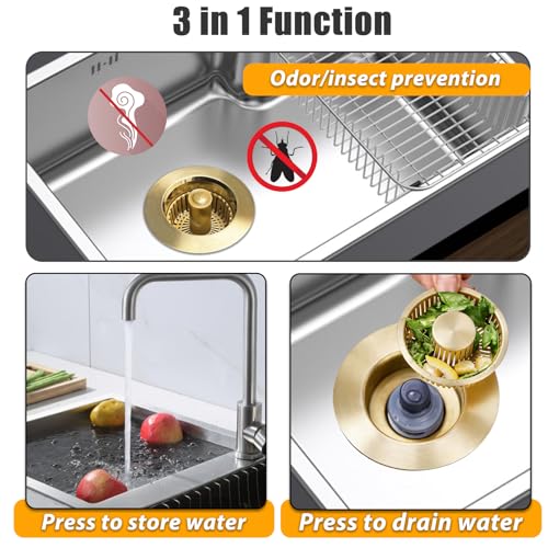 Kitchen Sink Drain Strainer (Brushed Gold)