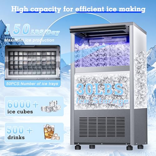 Commercial Ice Maker 150LBS (150LBS/24H / Dual water inlet)
