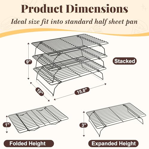 3 Tier Stackable Cooling Racks for Cooking and Baking