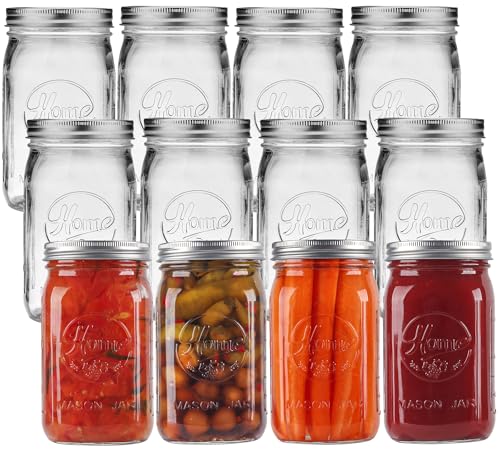 12 Pack Wide Mouth Mason Jars 32 oz (32 oz-12Pack-Home)