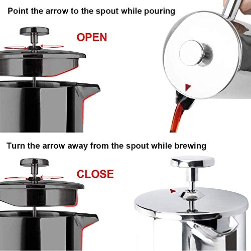 French Press Coffee Maker (Silver / 12 oz)