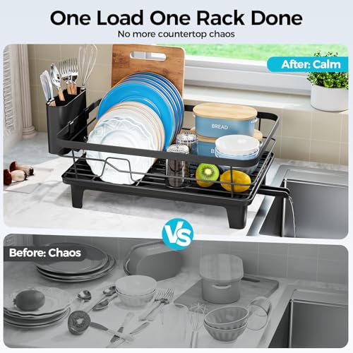 Urakify Dish Drying Rack for Kitchen Counter (Black)