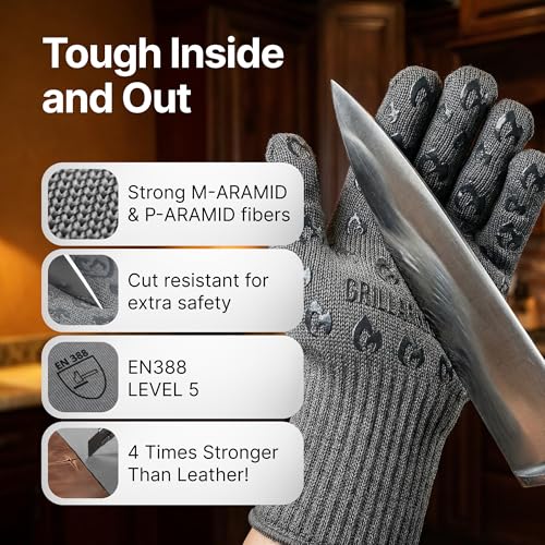 Oven Gloves with Fingers (One Size Fits Most Standard Cuff / Gray)