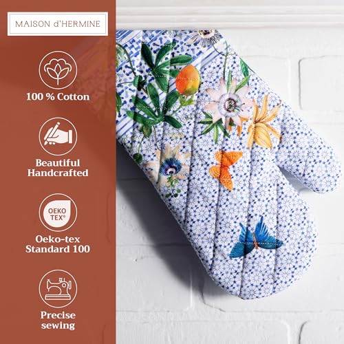 Maison d'Hermine Oven Gloves 100% Cotton Oven Mitt (087 - Passiflora / 7.5" x 13" (Oven Mitt))
