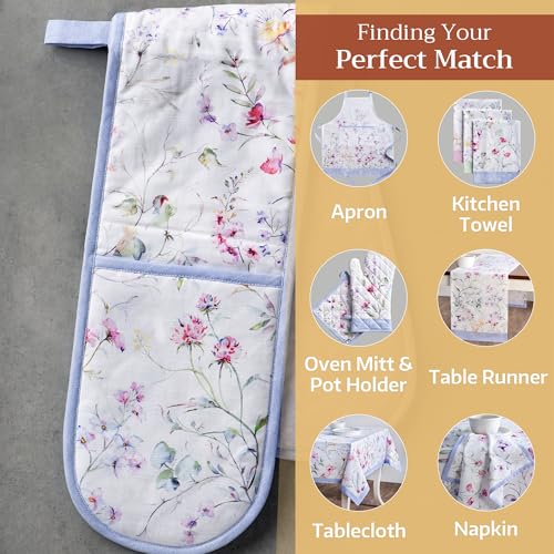 Double Oven Mitts 100% Cotton Double Oven Glove (068 - Summer Floral / 7" x 35" (Double Oven Mitt))