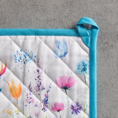 Pot Holders 100% Cotton Potholders (080 - Flower in the Field / 8" x 8" (Pot Holder Pack of 1))