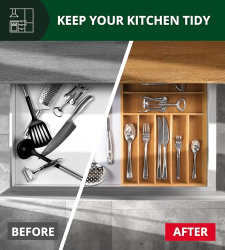 Luxury Bamboo Utensil Rack and Silverware Organizer