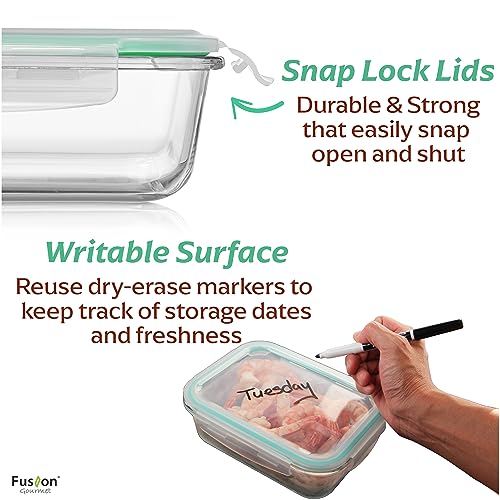 Family Pack Glass Storage Containers (5 Pack Mixed Size Rectangular Set)