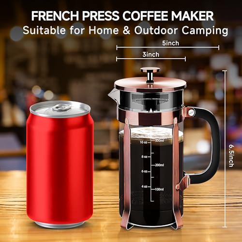 French Press Coffee Maker 304 Stainless Steel Coffee Press (Copper / 12 oz)