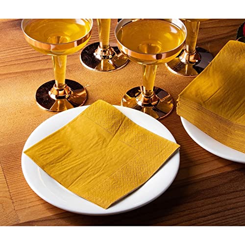 Mustard Yellow Cocktail Napkins Disposable (200 Pack)