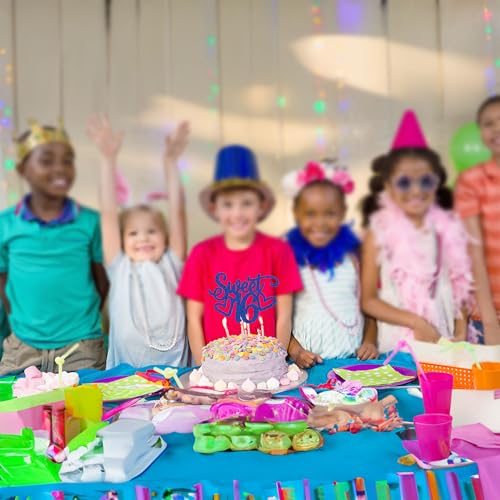 1Pc Sweet Teenager 16 Cake Topper Glitter 16th Birthday Cake Pick for Cheers to 16 Years Old 16th Birthday Party Cake Decorations Supplies Blue