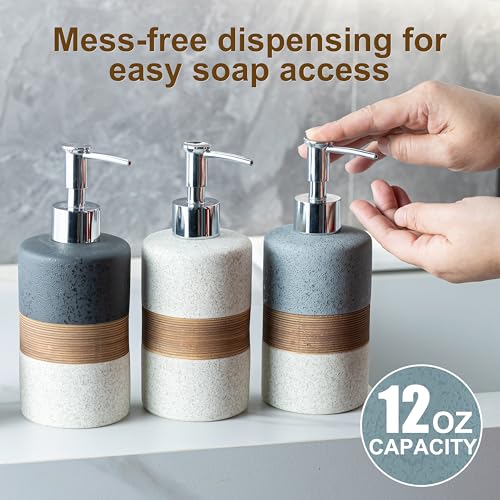 Ceramic Dish Soap Dispenser for Kitchen (Black and White / 1xSoap Dispenser)