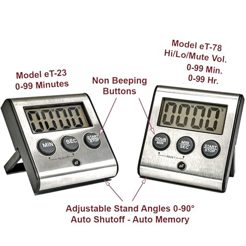 Elegant Digital Kitchen Timer Stainless Steel (12-Pack eT-78)