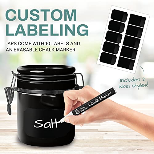 4 Piece Ceramic Kitchen Canisters Set (Black)