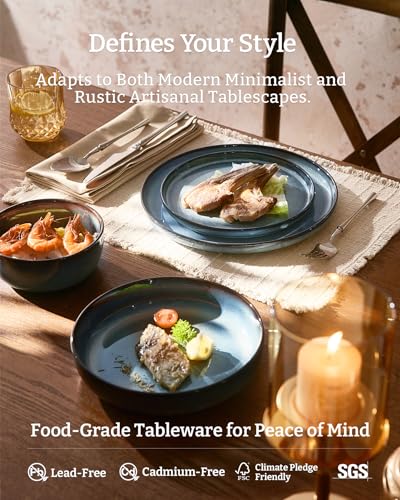 Milkyway 24 Piece Stoneware Dinnerware Set (Dusty Blue / Service for 8 (Standard Dinner Set))