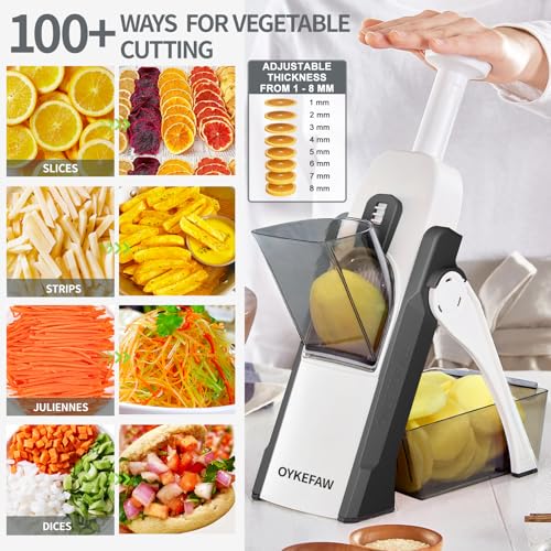 Safe Mandoline Slicer for Kitchen (Light Grey)