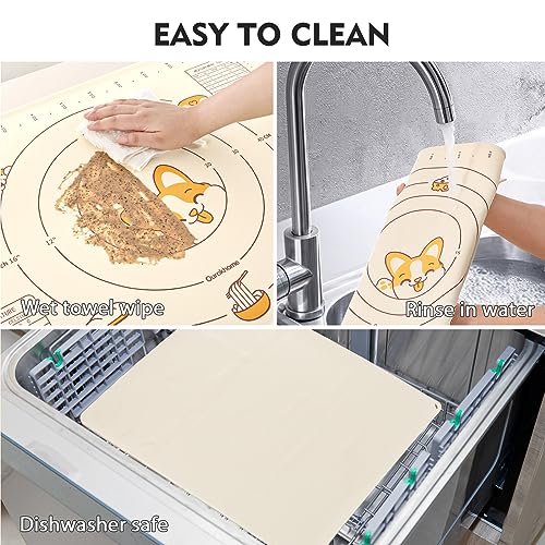 Silicone Baking Mat Sheet and Pastry Dough Cutter (Beige / 20"L x 16"W)