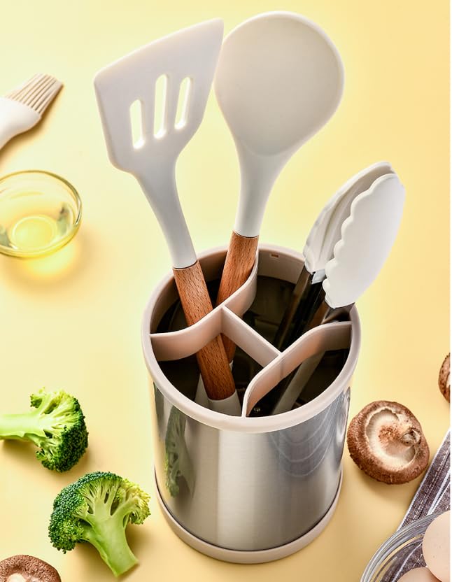 Kitchen Utensil Holder for Countertop (khaki)