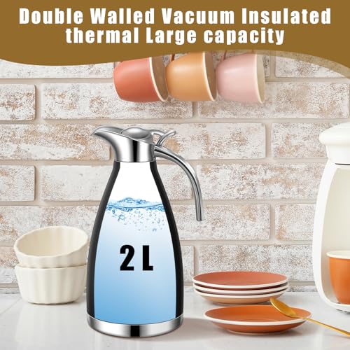 2 Pcs 68oz Thermal Coffee Carafe for Keeping Hot (Black)