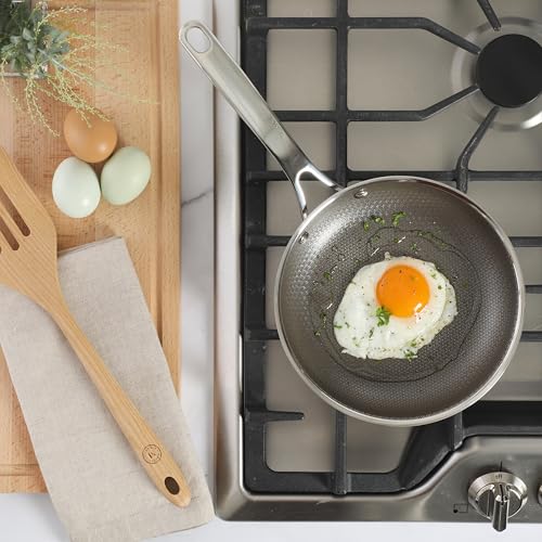 Badgley Hybrid Nonstick 8 Inch TriPly Stainless Steel Fry Pan & Stay Cool Handle (Triply Stainless / 8" Fry Pan)