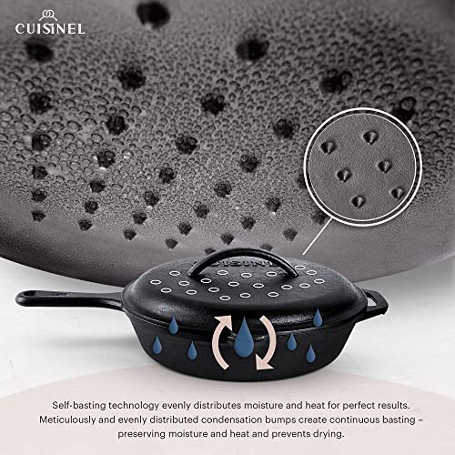 Cast Iron Skillet Set with Lids (10"+12")