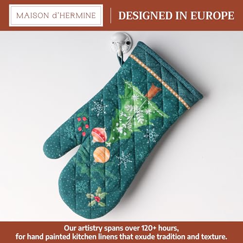 Maison d'Hermine Oven Gloves 100% Cotton Oven Mitt (106 - Hygge Christmas / 7.5" x 13" (Oven Mitt))
