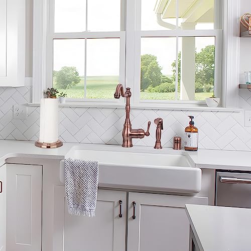 Paper Towel Holder Stand for Kitchen Countertop & Dining Room Table (Antique Copper / Classical)
