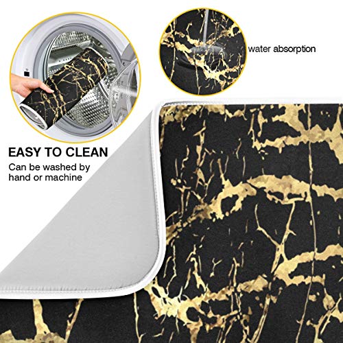 Super Absorbent Dish Drying Mat (Black Gold Marble / 18" x 24")