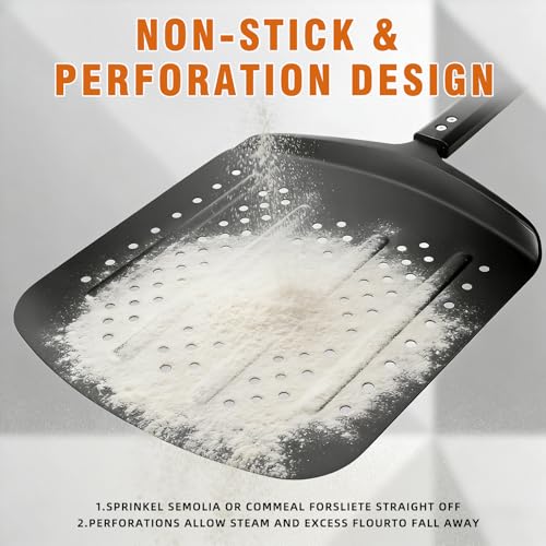 Perforated Pizza Peel 12 Inch Non (black-bm)