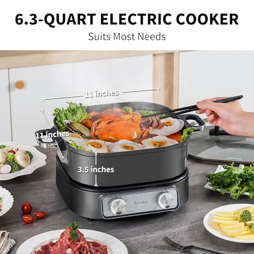 6 Quart Electric Skillet with Grill (Black)