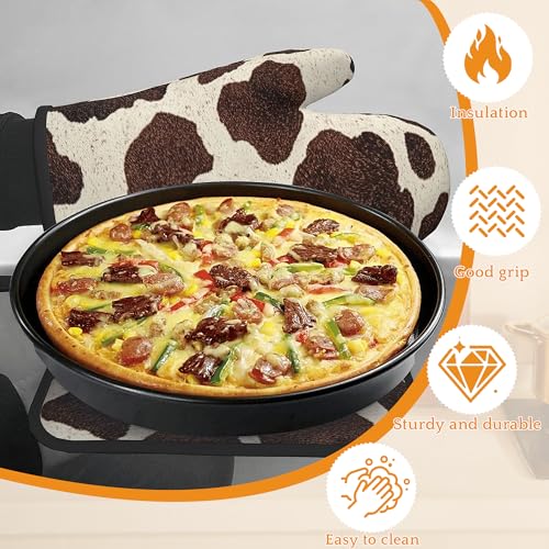Brown Cowhide Oven Mitts and Pot Holders (4 Count)