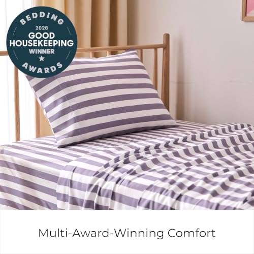 Iconic 3 Piece Sheet Set (3395 Oxford Stripe Hazy Lilac / Twin XL)