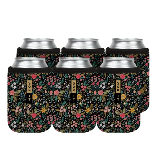 CanSok 6 Pack Sleeve for Beer & Soda Insulated Neoprene Cover (English Garden Picnic / 12oz Can Sleeve - 6 Pack)
