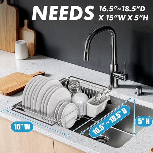 Large Stainless Over Sink Counter Top Dish Drainer Rack (Large / Chrome)