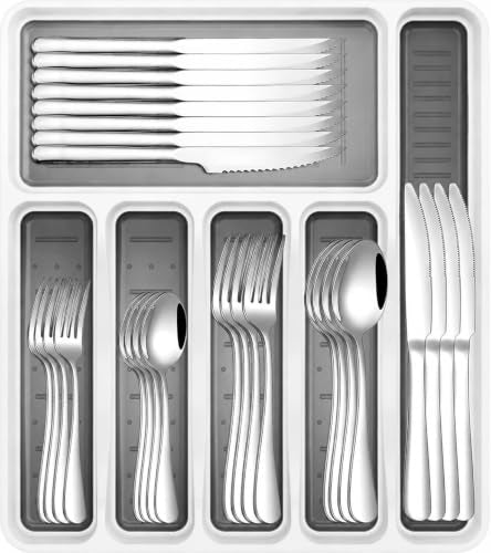 49PCS Silverware Set with Organizer (White)