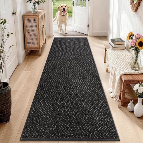 Hallway Runner Rugs Non (Black / 2'7"x10')